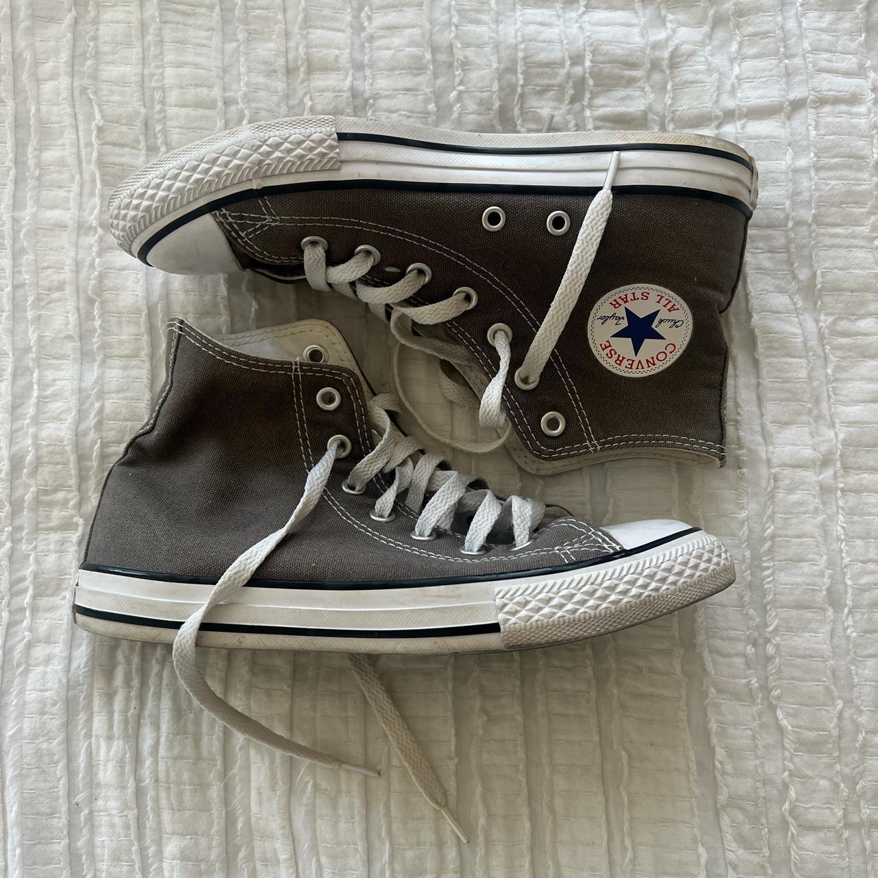 Gray converse - kids size 3, equivalent to a womens... - Depop