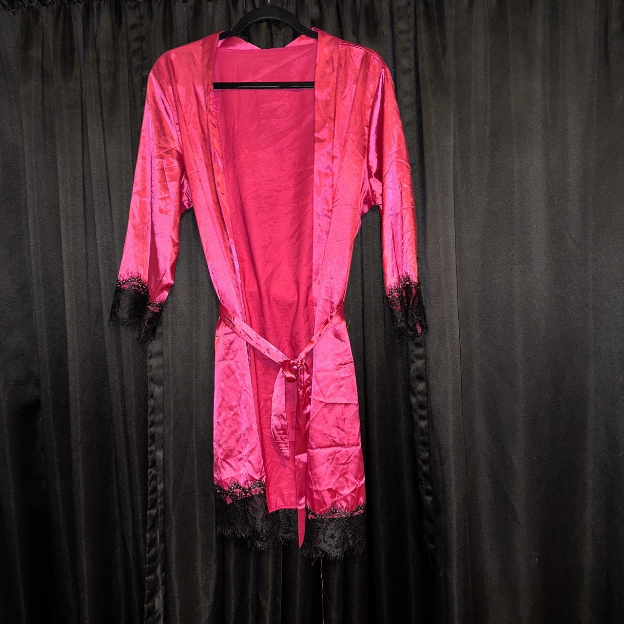 Women's Black and Pink Robe (4)