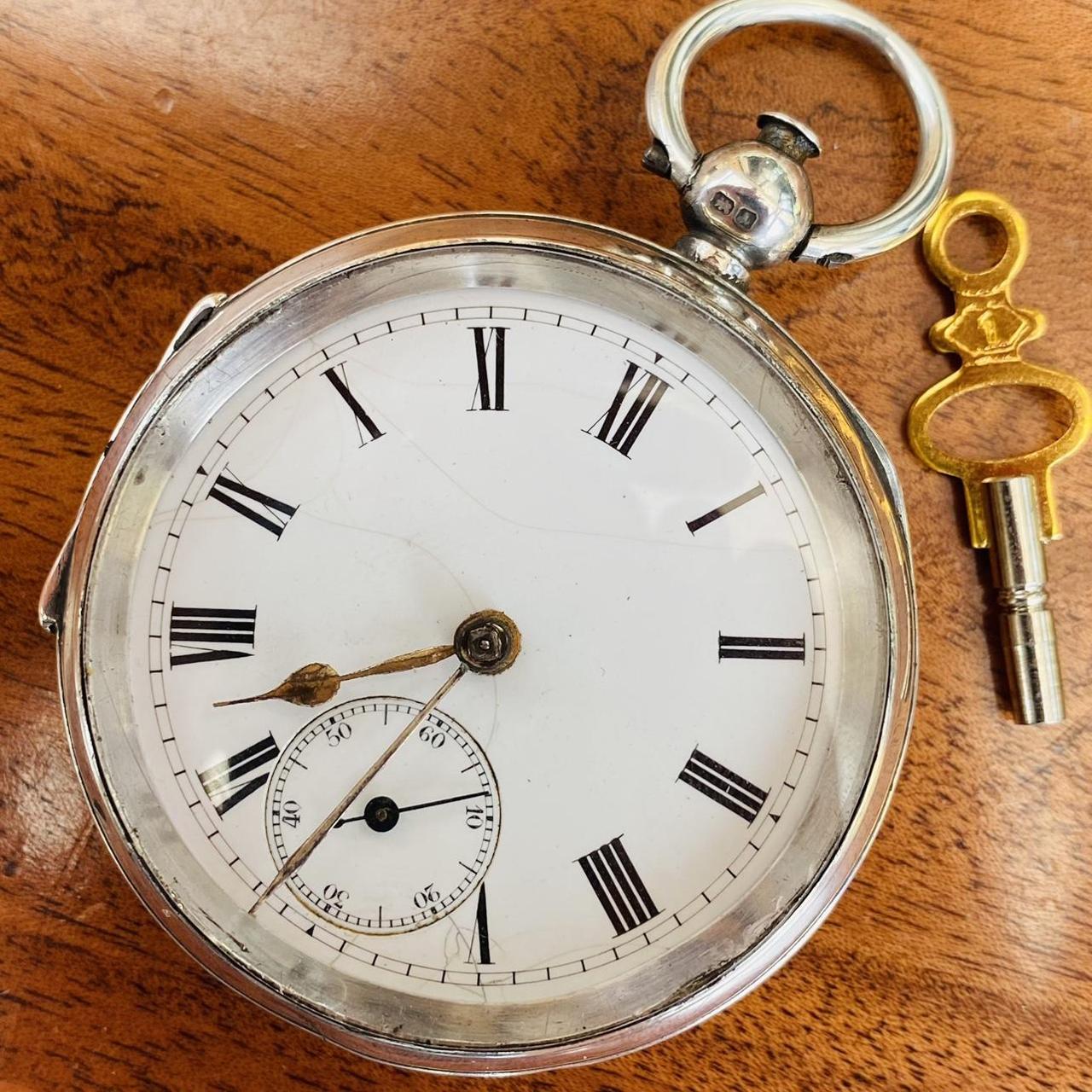 1901 Open Face Pocket Watch In Heavy Sterling Silver Depop