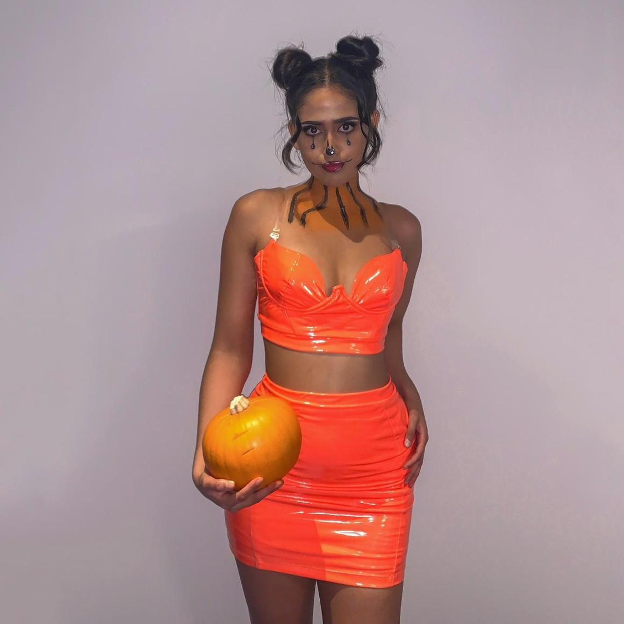 Orange best sale vinyl dress