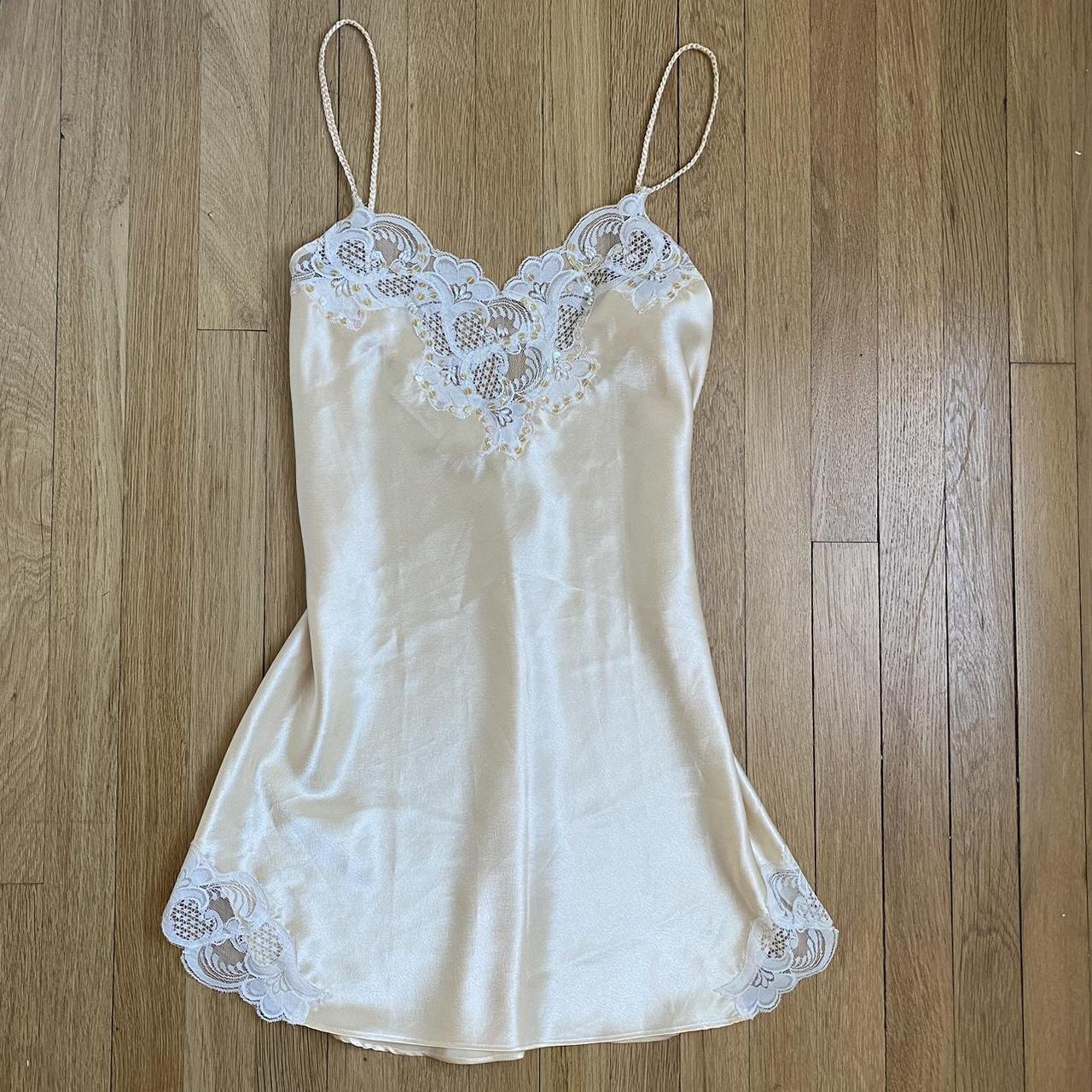 Beautiful vintage cream color lace slip dress Depop