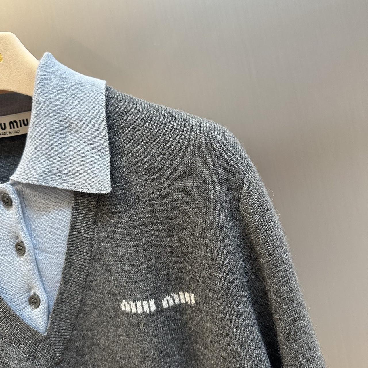 Miu Miu Women's Sweater - Grey - L – Grey and whi… - image 4