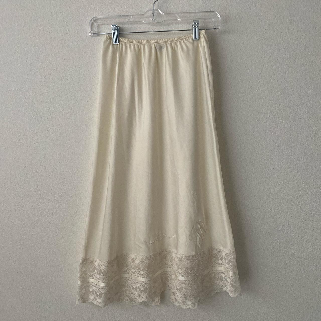 christian dior vintage white lace slip skirt. one... - Depop