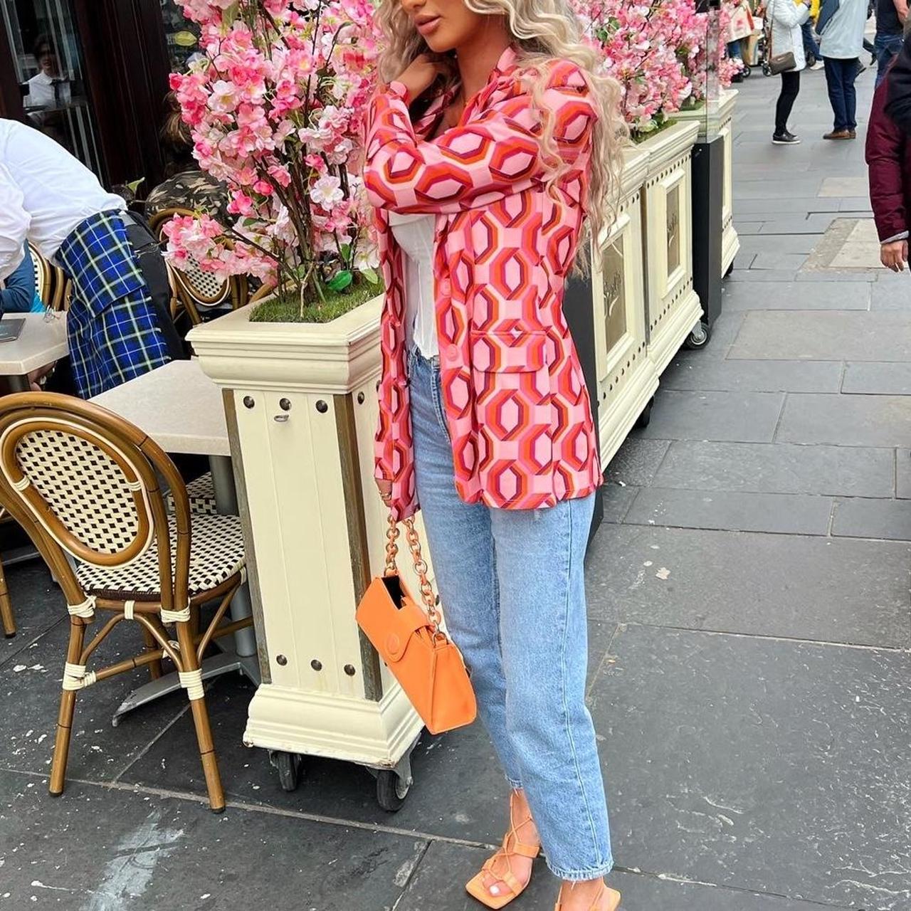 asos design pink orange geo print printed Depop