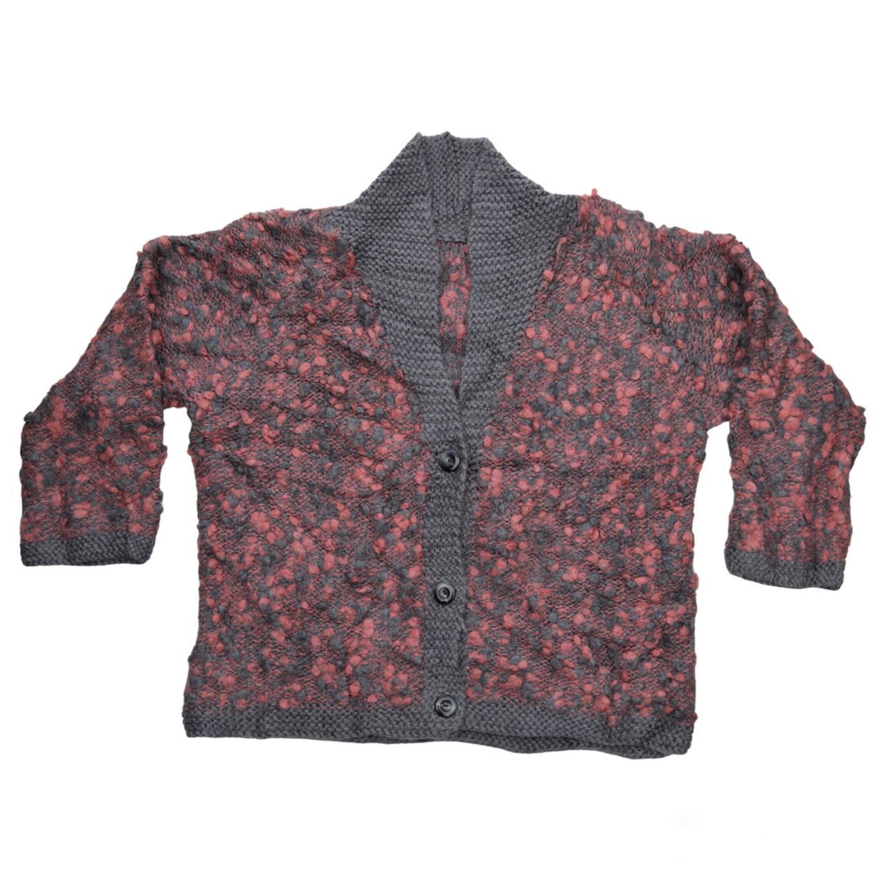 American Vintage Women's Grey and Pink Cardigan Depop