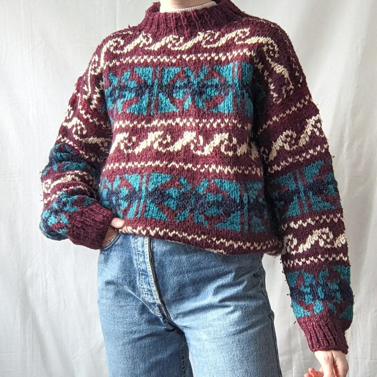 Vintage 90s Oversized Knit Sweater ~ Super chunky... - Depop