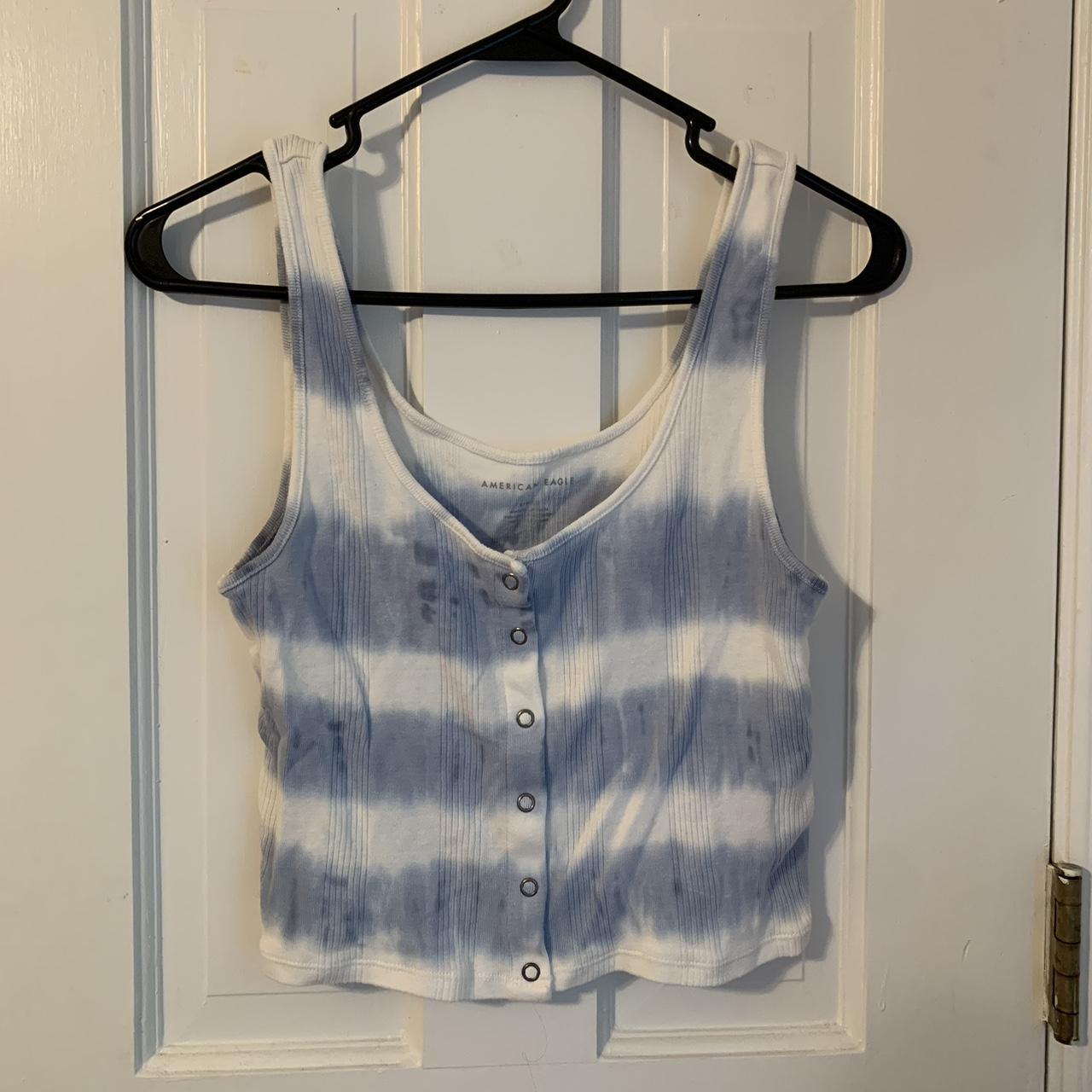 American eagle striped/tie dye tank Snap front,... - Depop