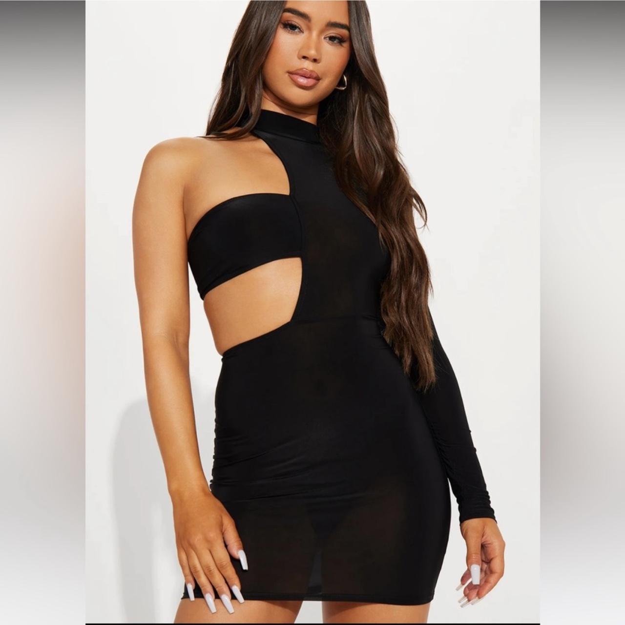 Fashion Nova One Sided Long Sleeve Mini Dress Depop