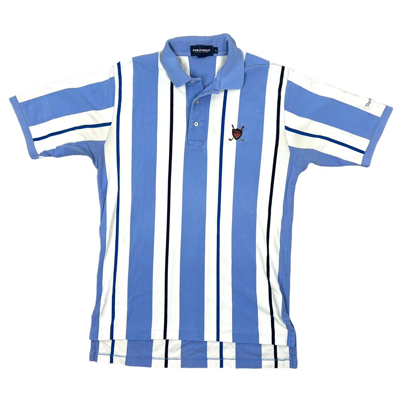 Polo Ralph Lauren Blue White Striped Embroidered Crest Polo 