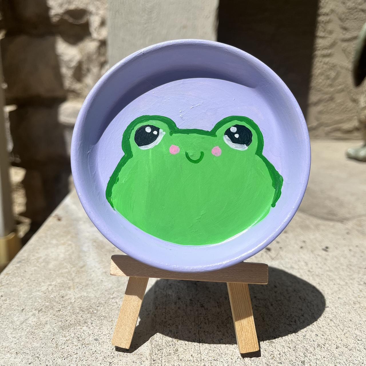 Hand painted cute frog squishmallow jewelry dish - Depop
