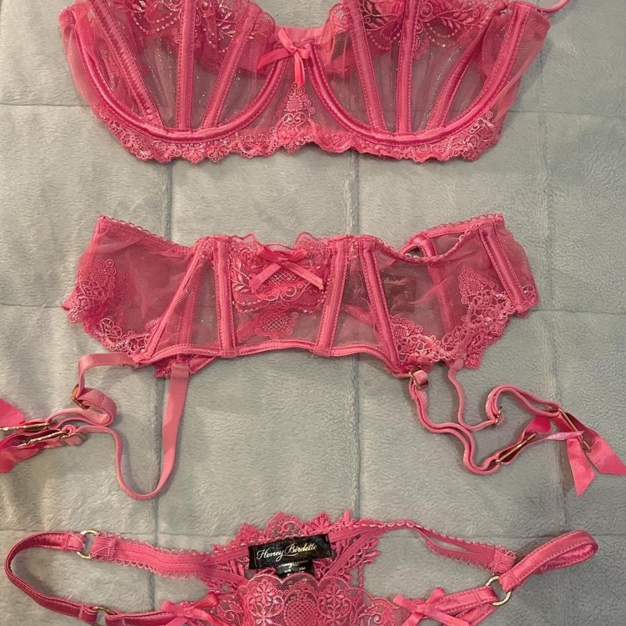 Honey Birdette Women's Pink Bra | Depop