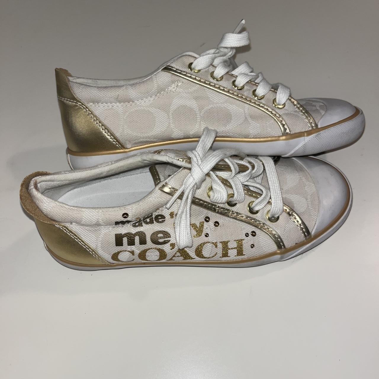 Coach gold and white sneakers converse style size. Depop