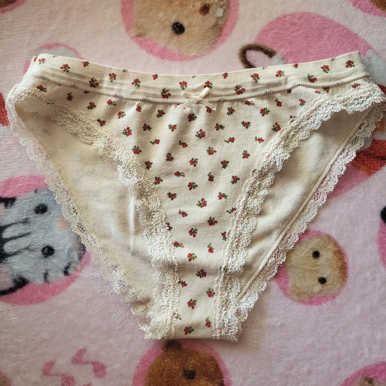 BRANDY MELVILLE floral cottom underwear in red and... - Depop