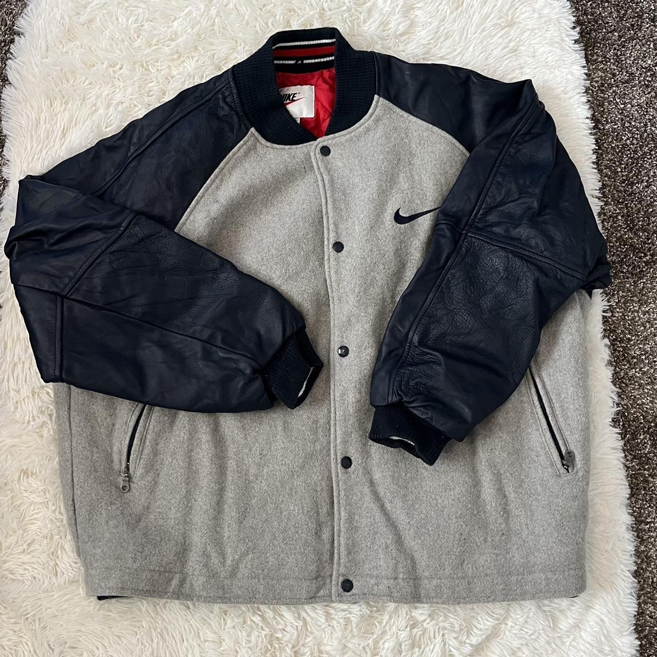 Vintage 90s Nike Leather Wool Embroidered Varsity...