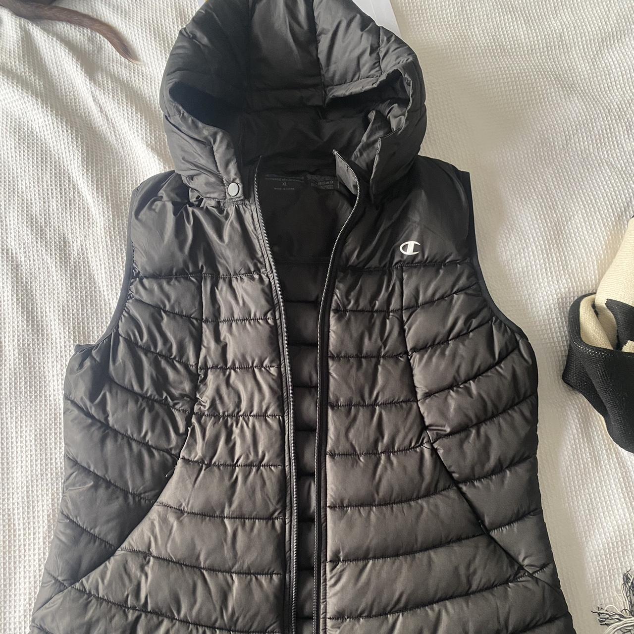 Champion athletics puffer vest- black XL Depop