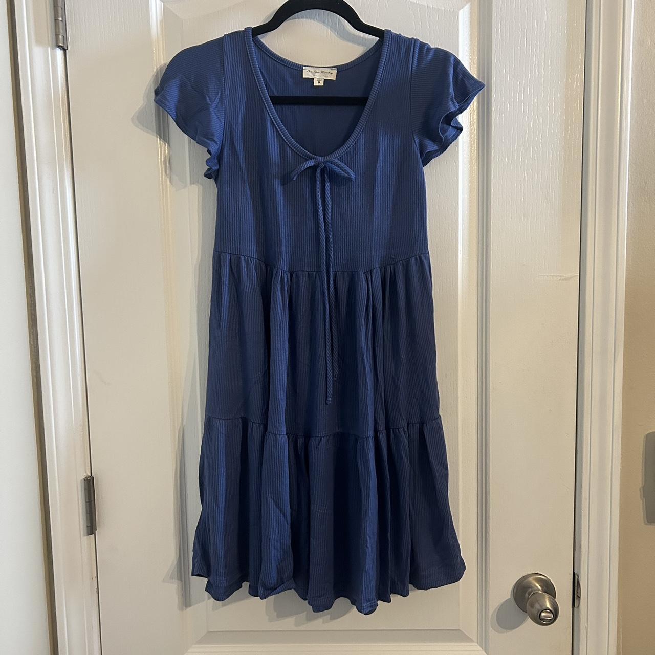 See You Monday Women's Blue Dress | Depop