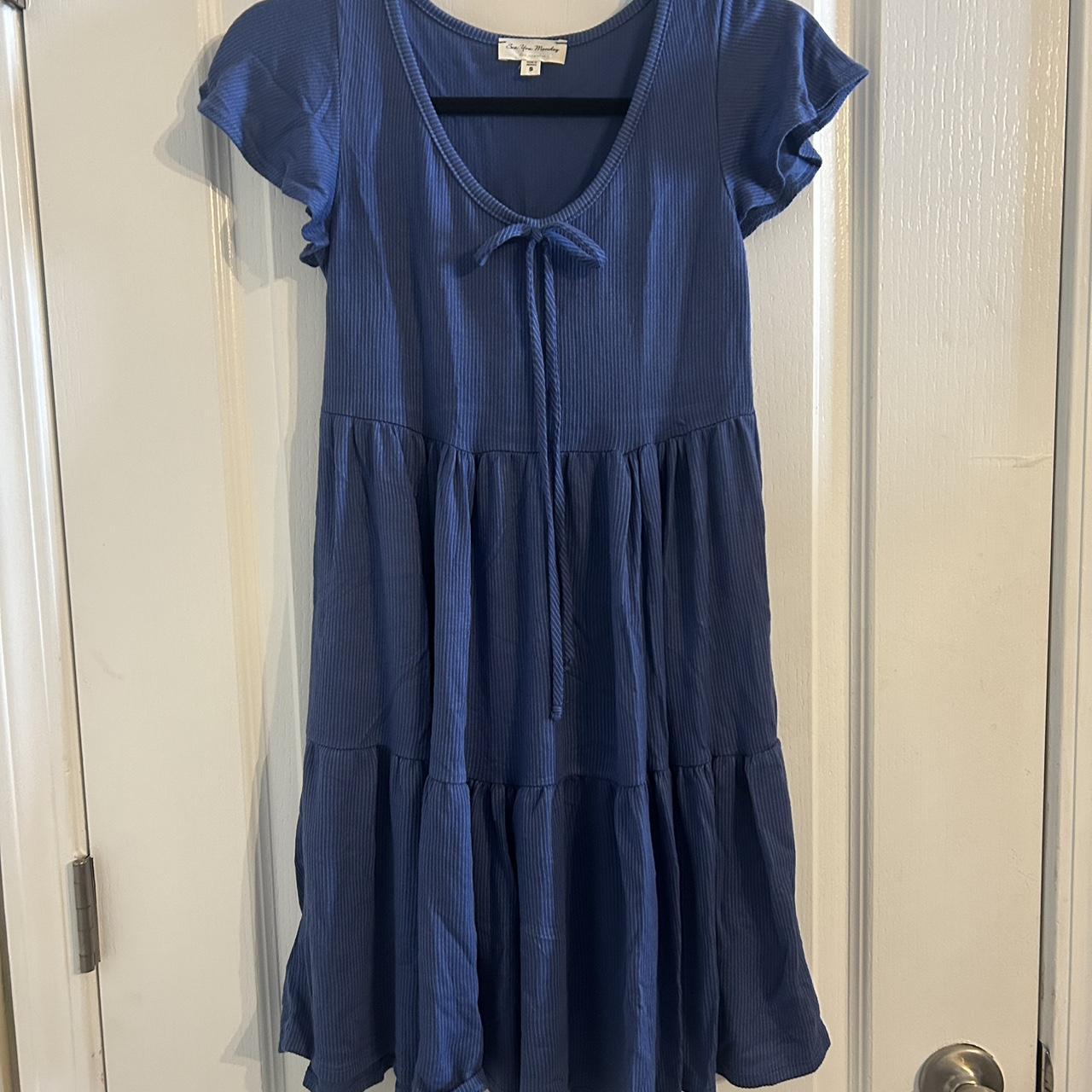 See You Monday Women's Blue Dress | Depop