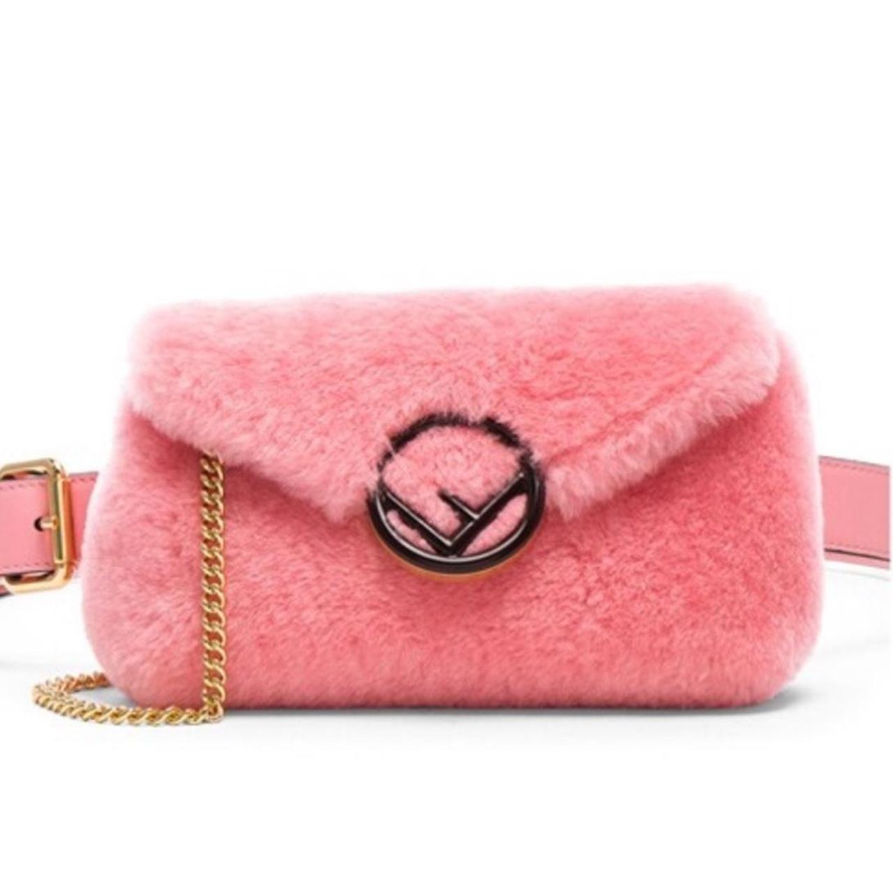 Fendi Pink Shearling Chain Belt Bag fendi