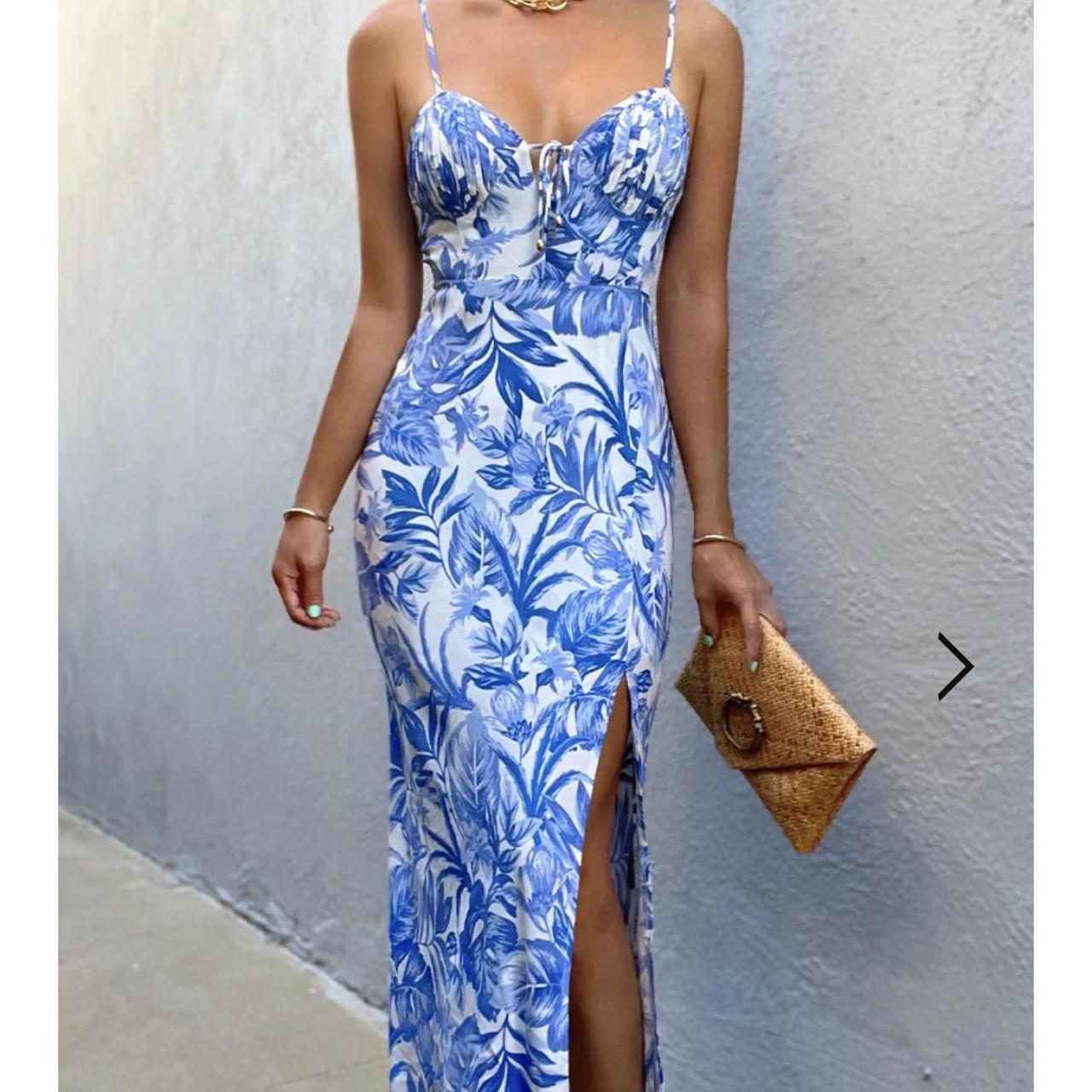 Kiah Midi dress blue floral size S from runaway the... - Depop