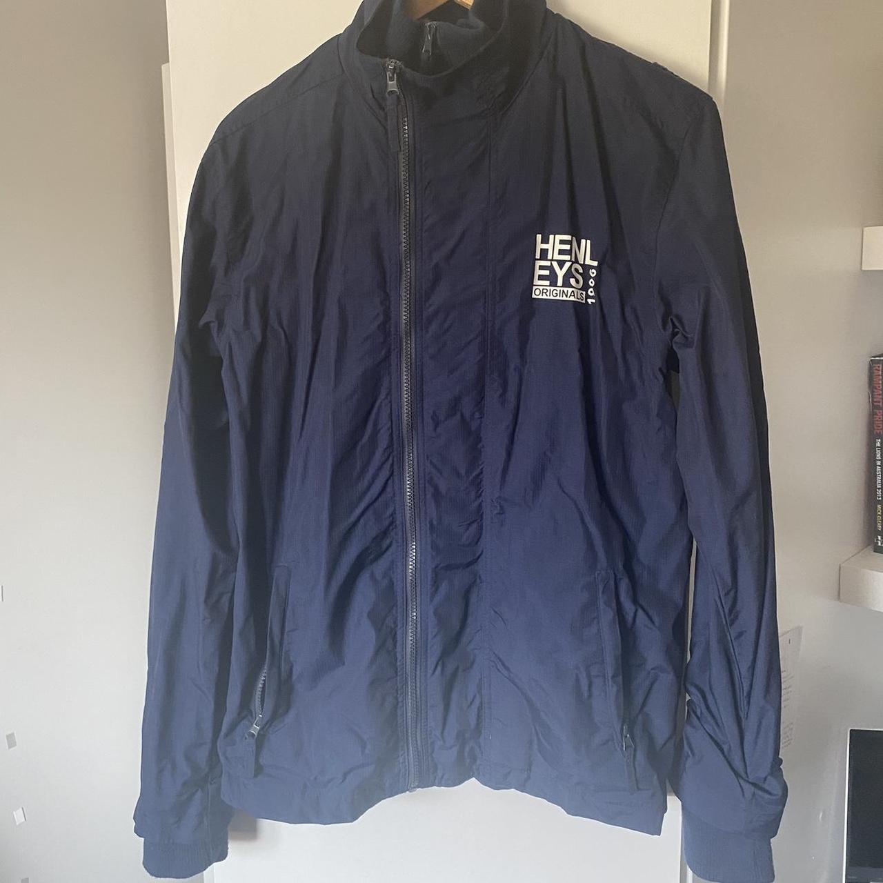 Mens Navy Henleys rain coat. Water proof and made to... Depop