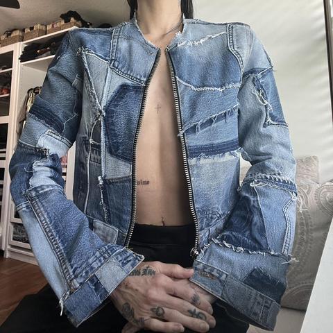 Dolce & Gabbana Distressed Patchwork Denim Jacket in Blue