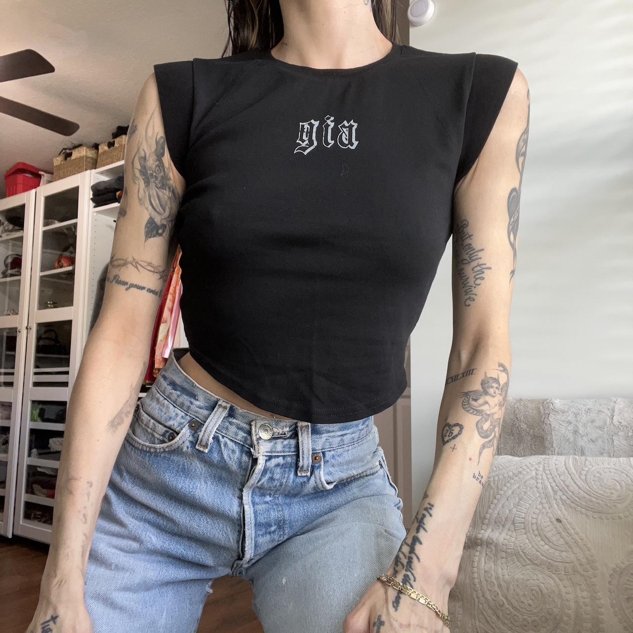 I.AM.GIA black Gia shirt. Size XS. Slightly capped... - Depop