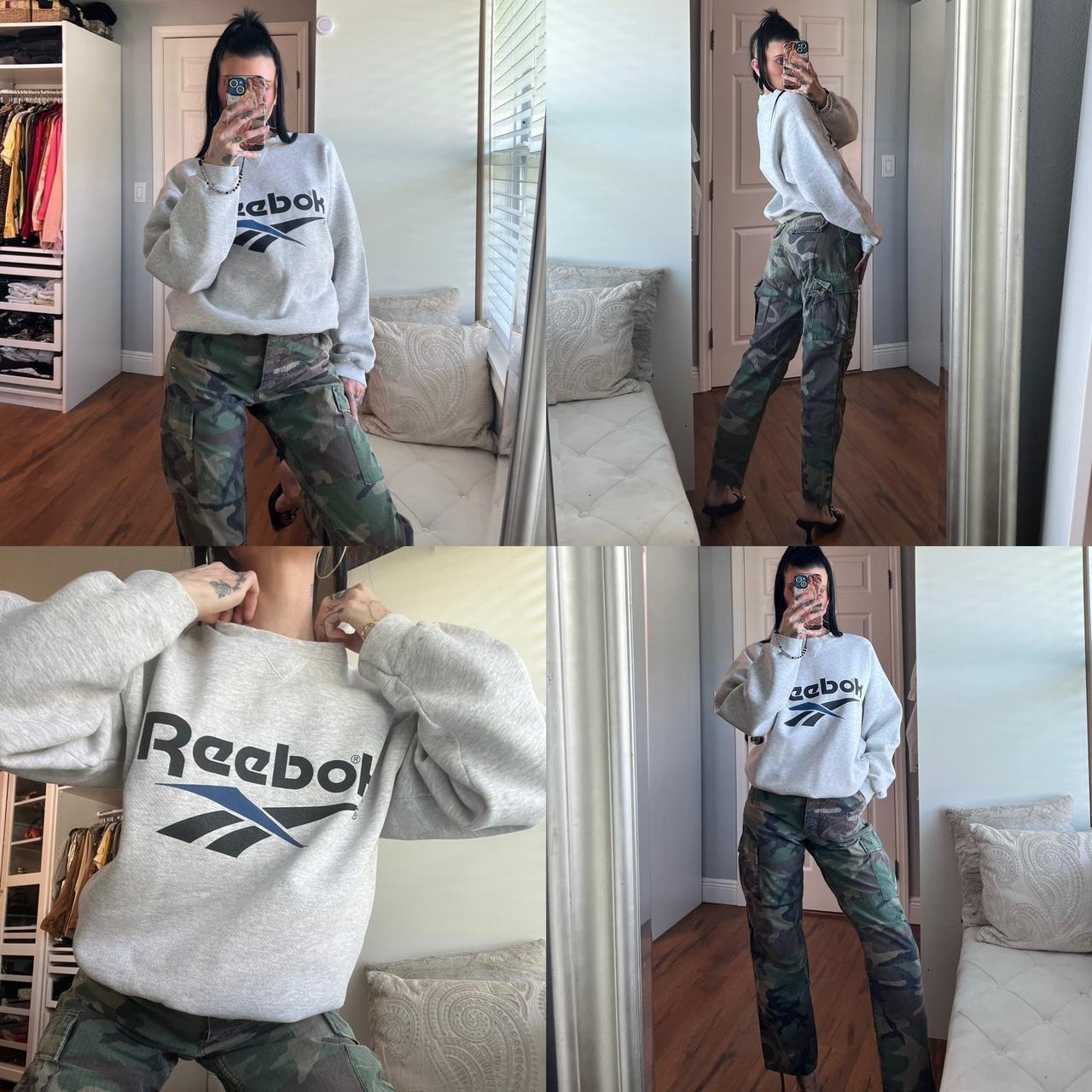 Vintage 80/90s Heather Grey Reebok Logo Sweatshirt! | Depop