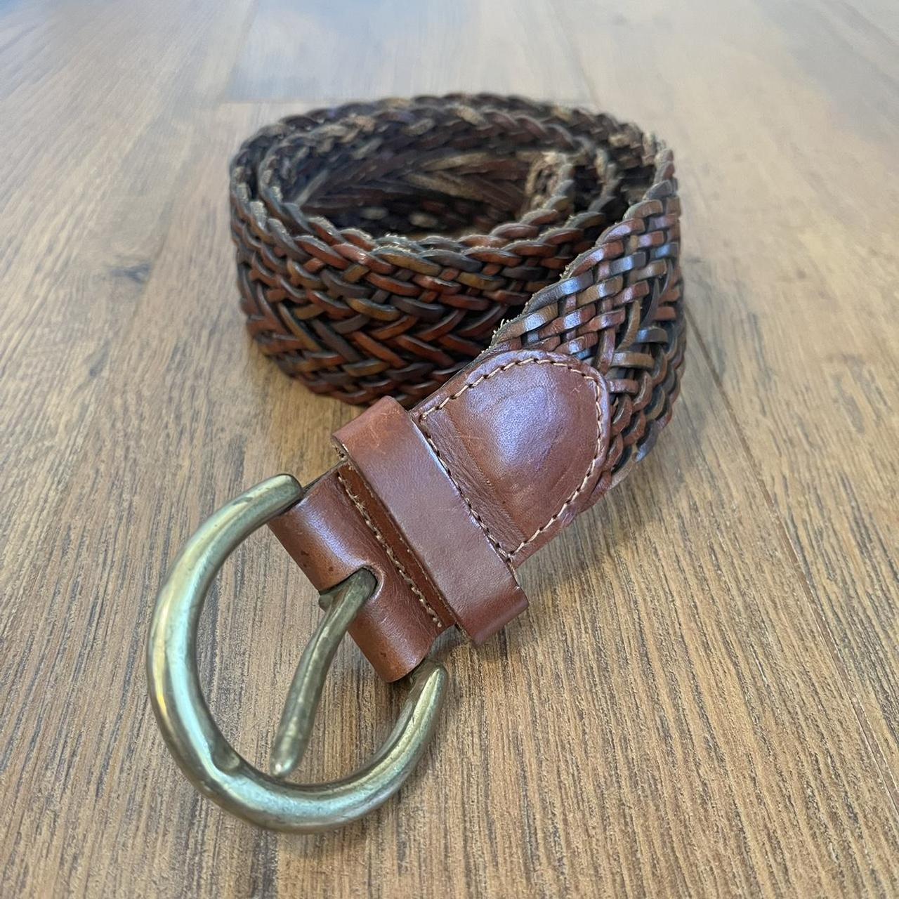 VINTAGE BRAIDED LEATHER Belt,brown Leather Belt,braided Leather