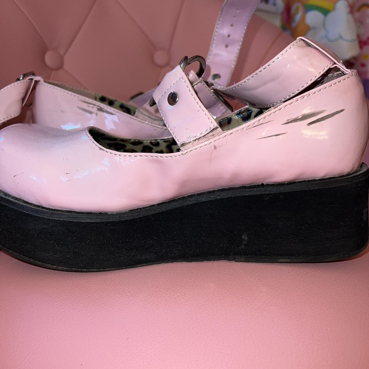 Pink Demonia Sprite Demonia Shoes SPRITE-01 Pink Holo Patent Flats