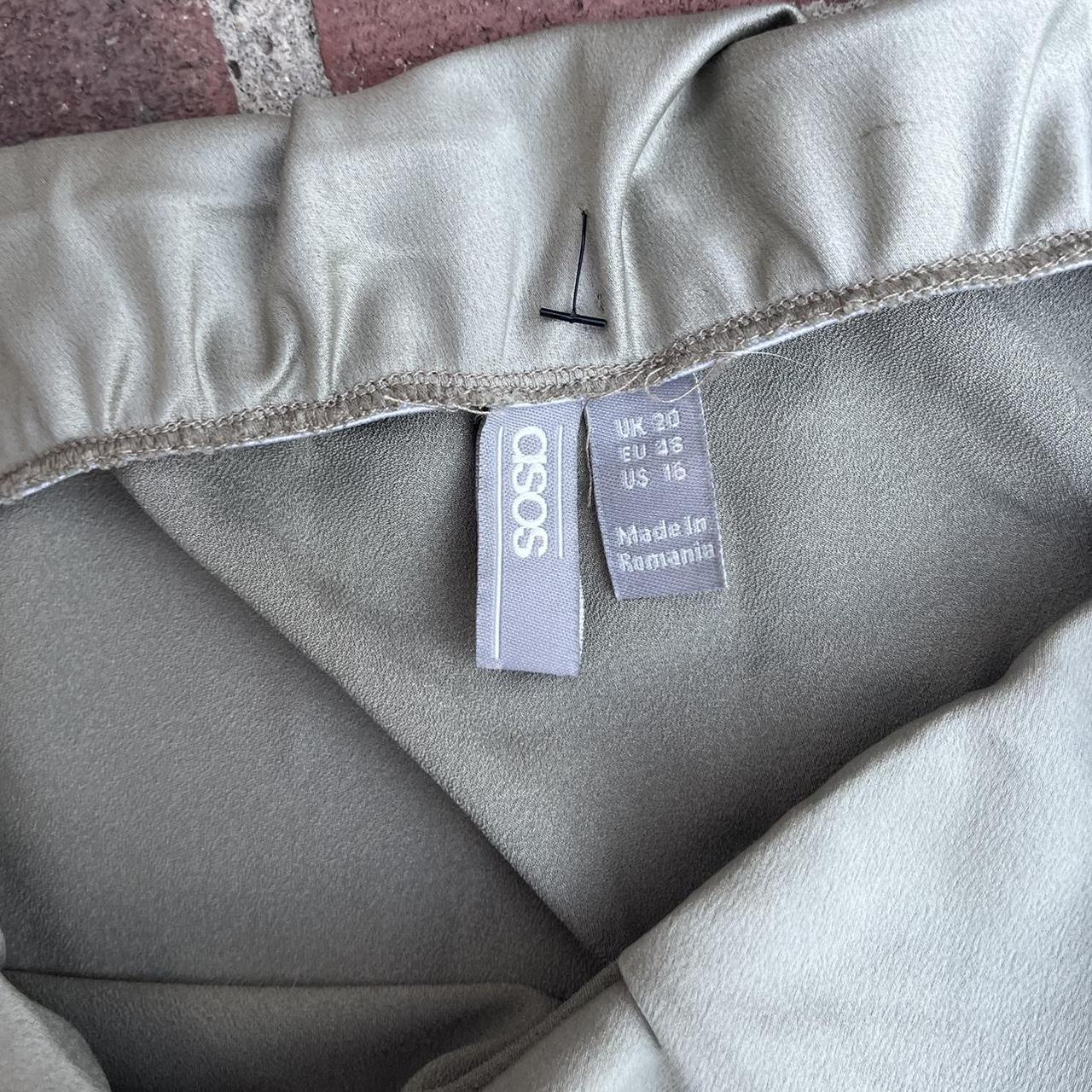 ASOS SATIN SAGE GREEN LONG y2k SKRIT size 16 very... - Depop