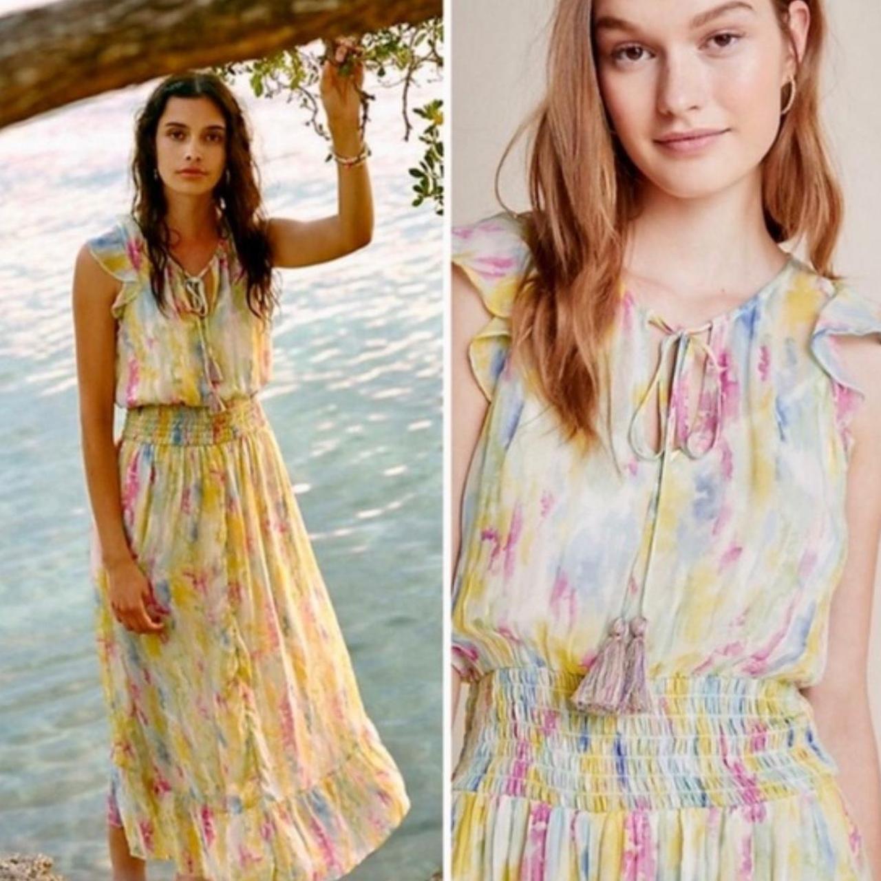 Anthropologie Watercolor Maxi Dress Size 8 Brand New - Depop