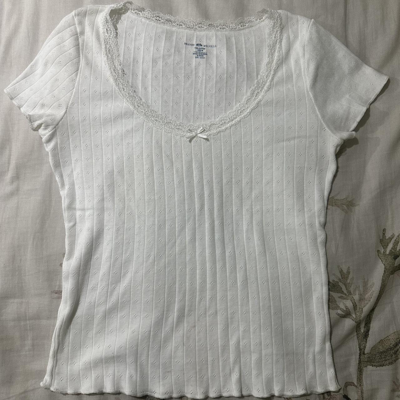 Brandy Melville Women's White T-shirt | Depop