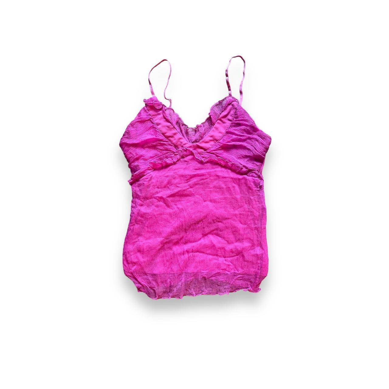 vintage morgan de toi magenta pink ruffle cami mesh - Depop