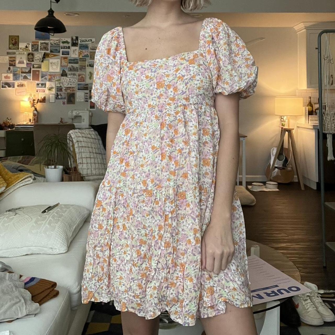 MinkPink Women's Dress Multi/Pink XS – Floral dress with puffy