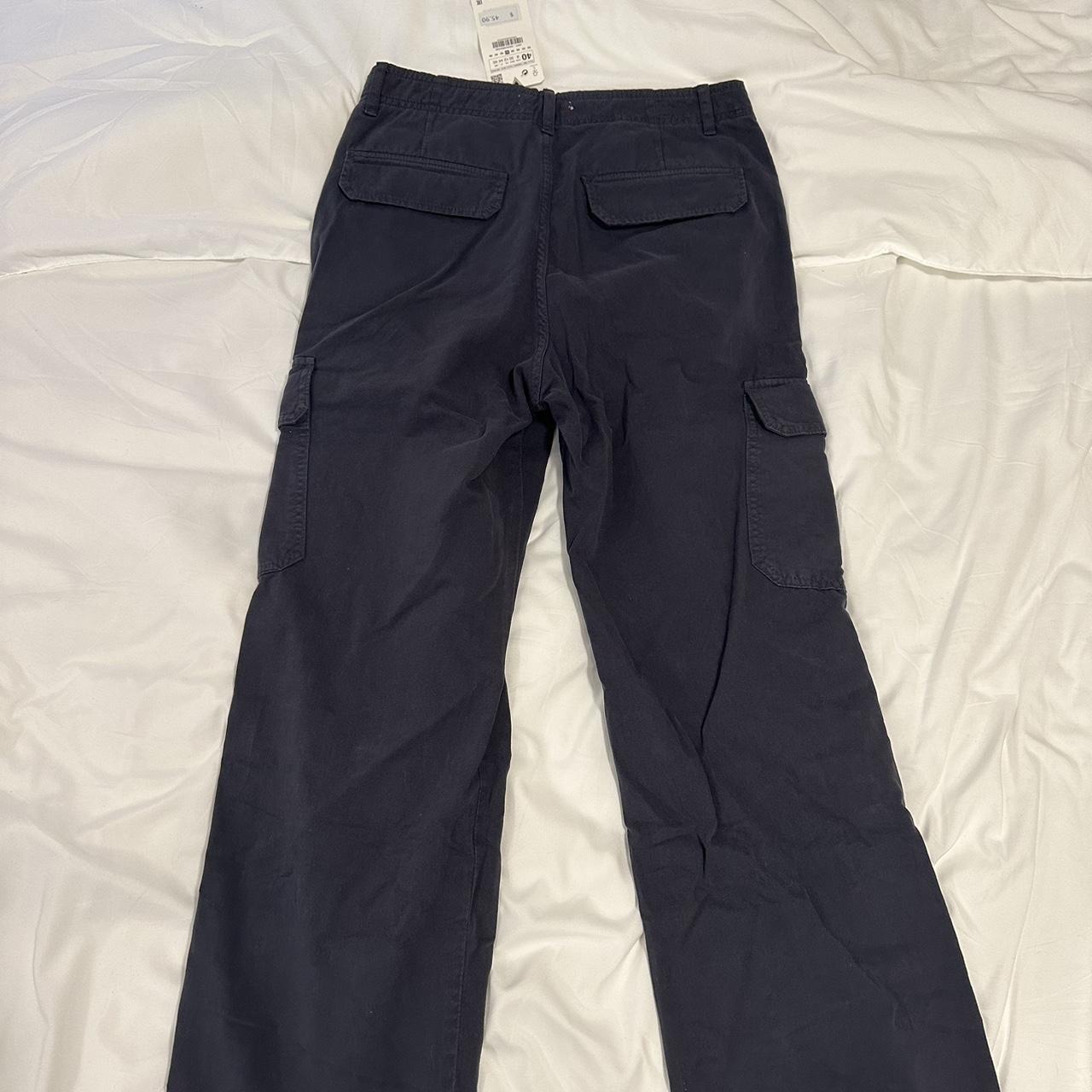 Zara Navy Blue Cargo Pants Never Before Worn (Tags... - Depop