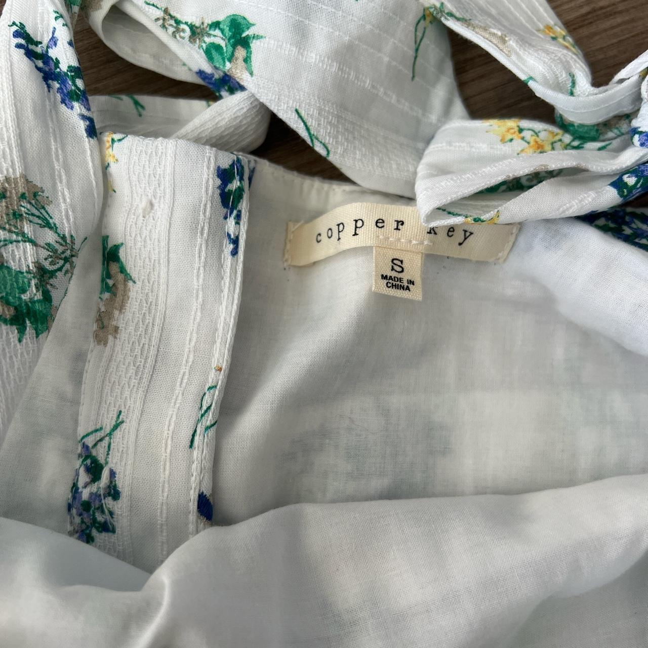 Copper Key Women's White and Blue Vest Depop