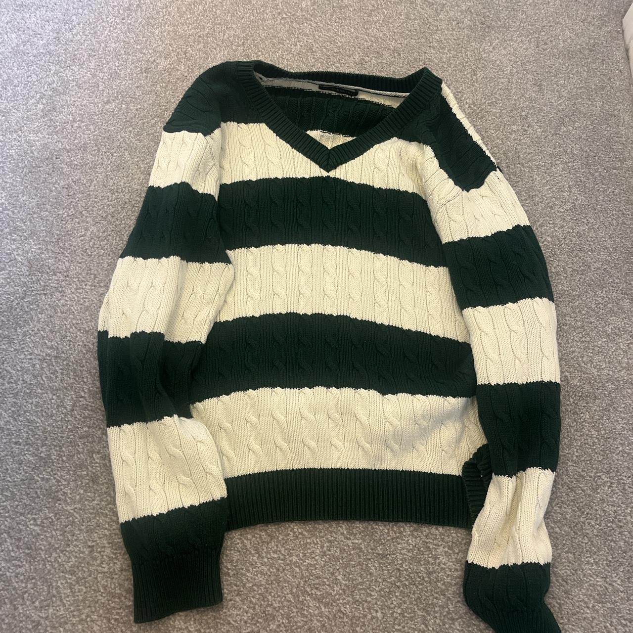 Brandy Melville green and white jumper lightly used... Depop