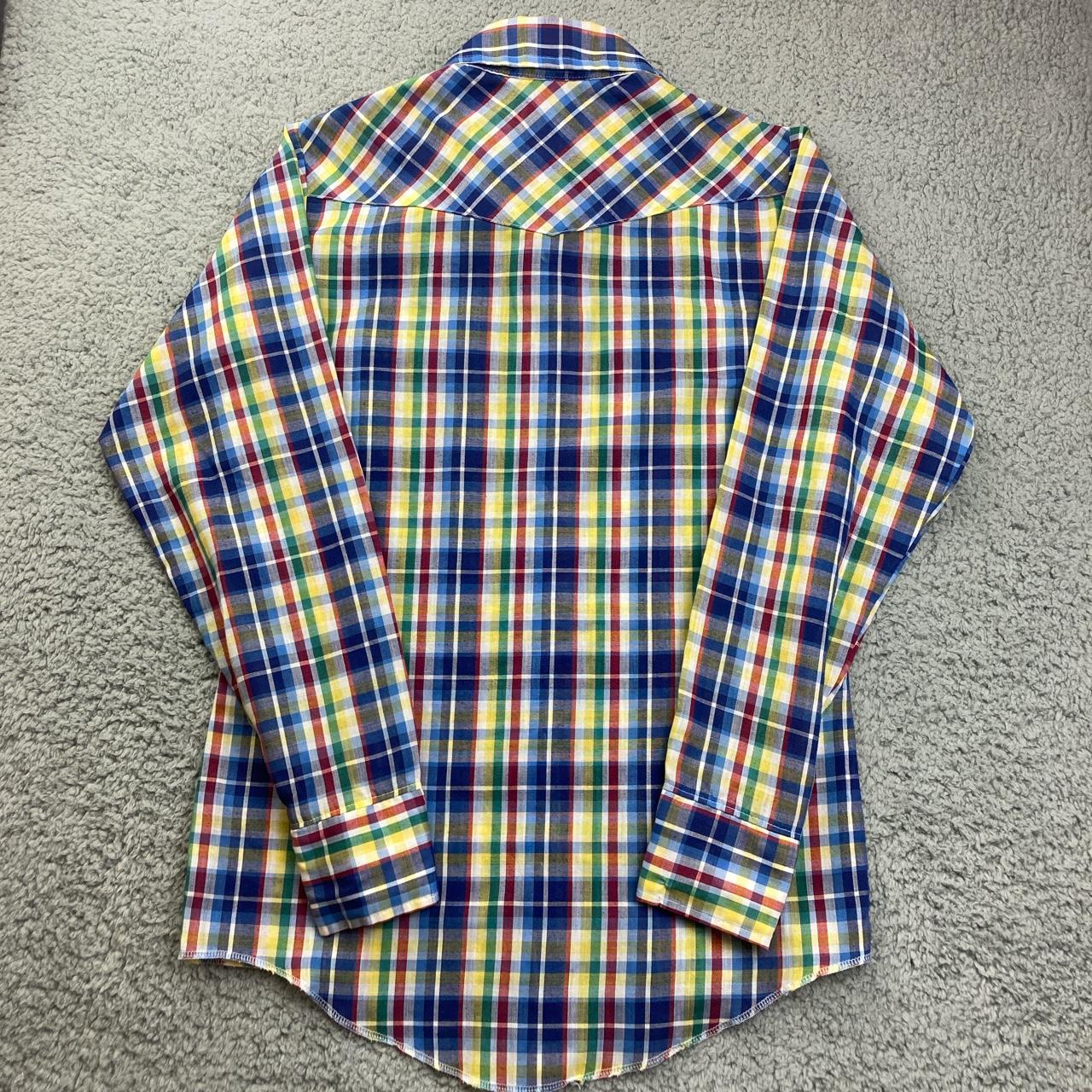 Rare Vintage 70’s Wrangler Rainbow Plaid Pearl Snap... - Depop