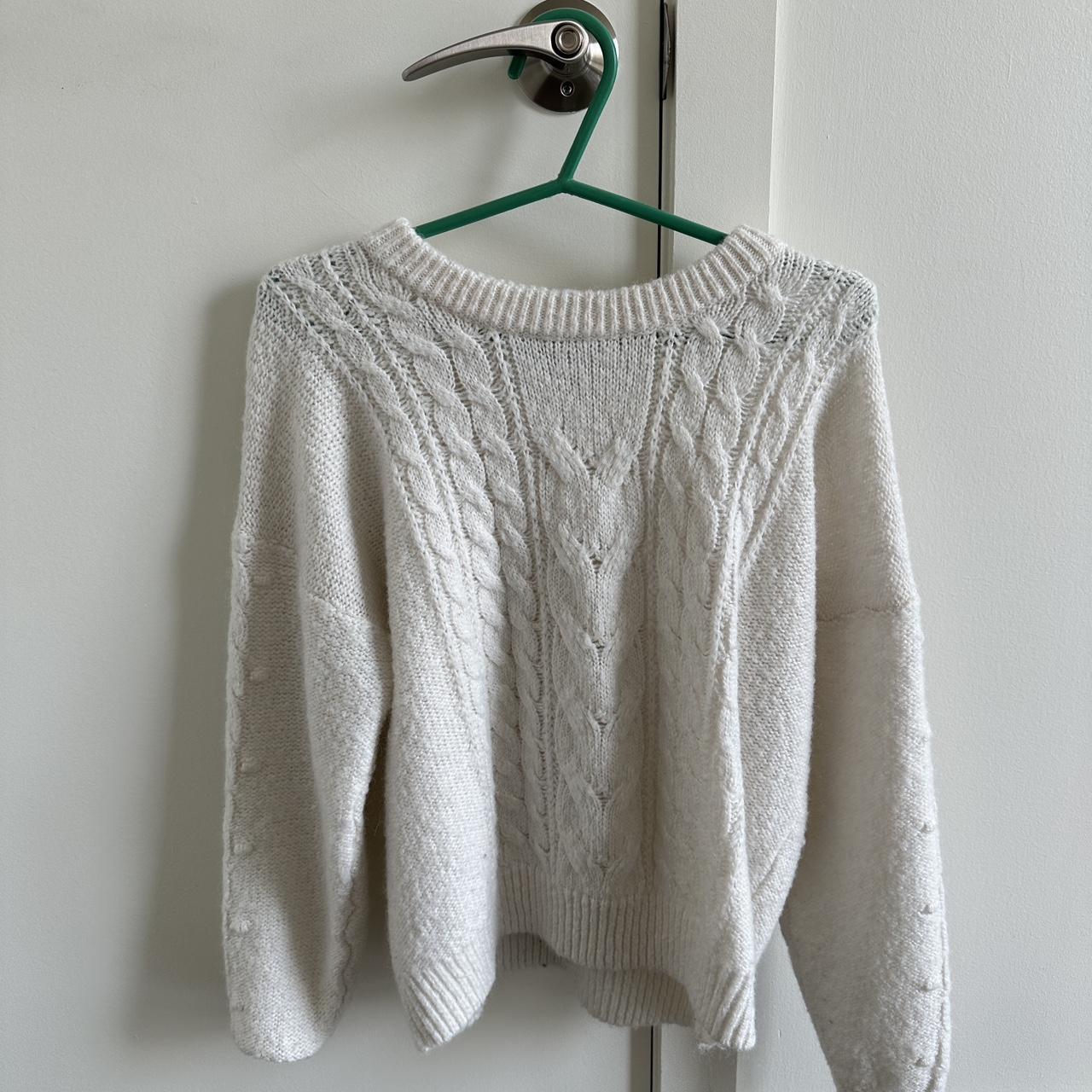 White cable knit sweater Super cute & cozy Worn... - Depop