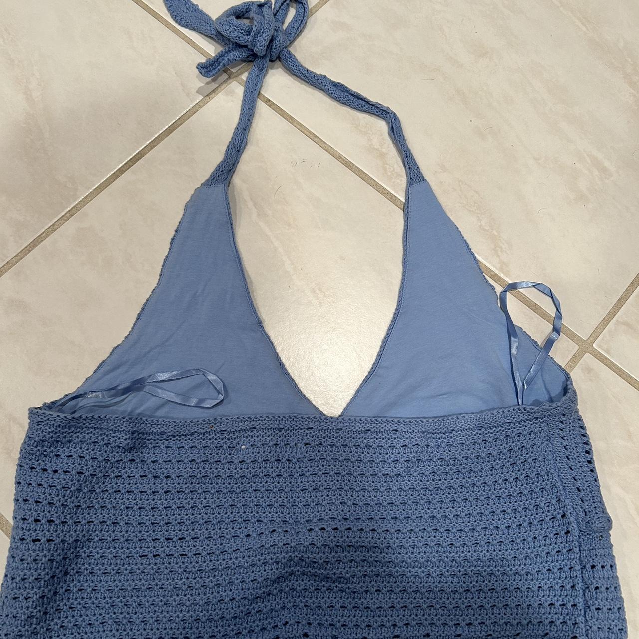 Light blue crochet halter top from hollister, only... Depop