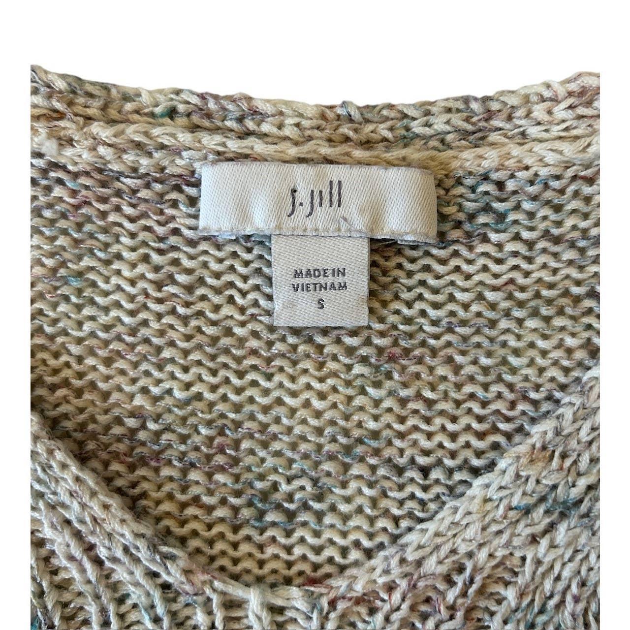J.Jill Cream Knit sweater with fur sleeves Xs fits - Depop
