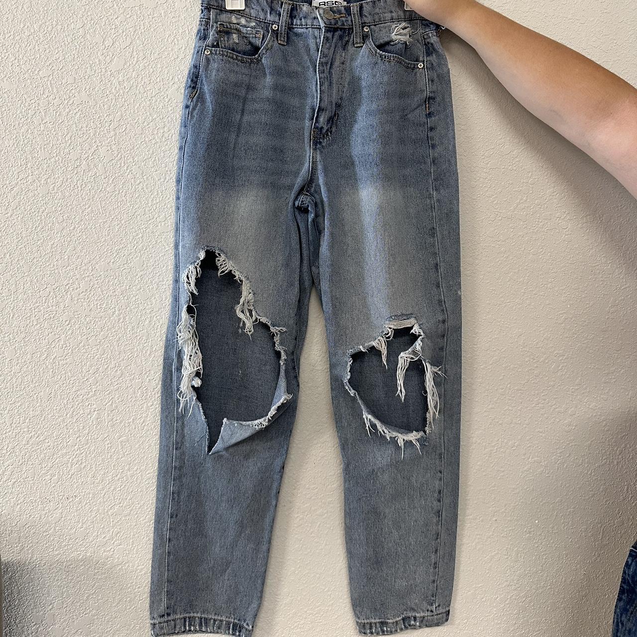 Tilly's RSQ distressed ripped light blue 90's jeans - Depop