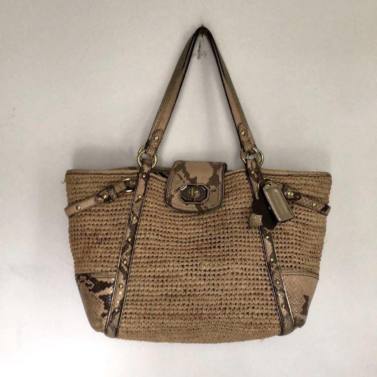 Coach shops Straw Python Clutch