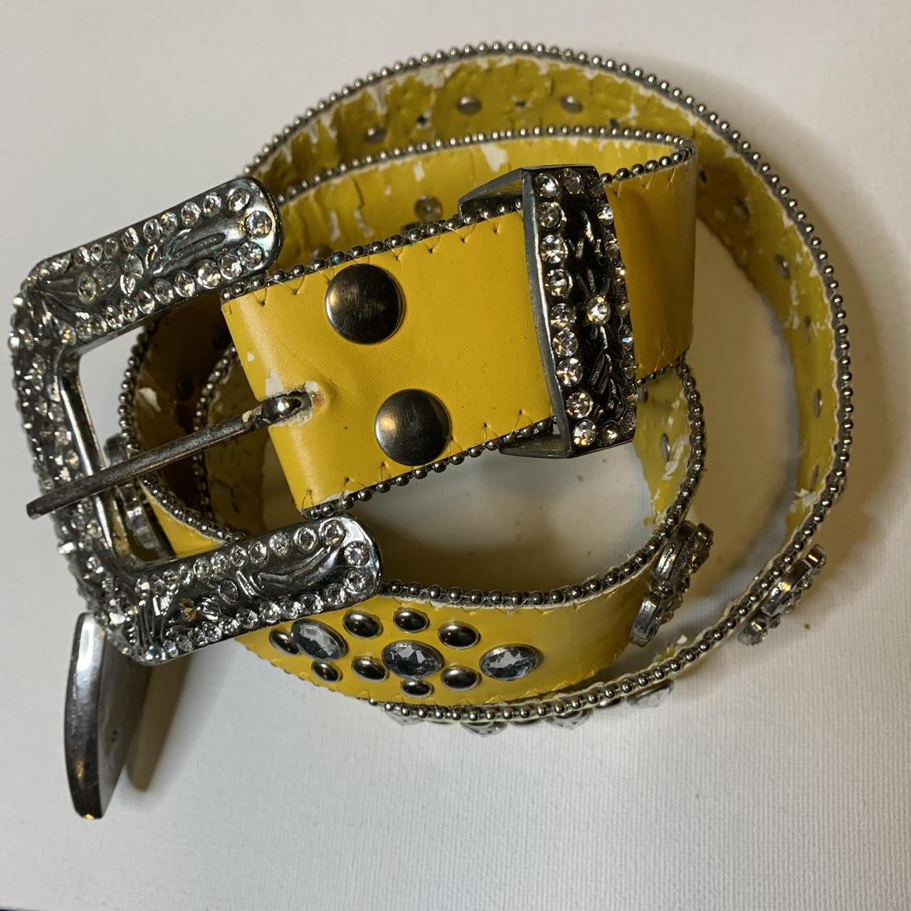 Yellow, rhinestone stud belt straight from the 2000s... Depop