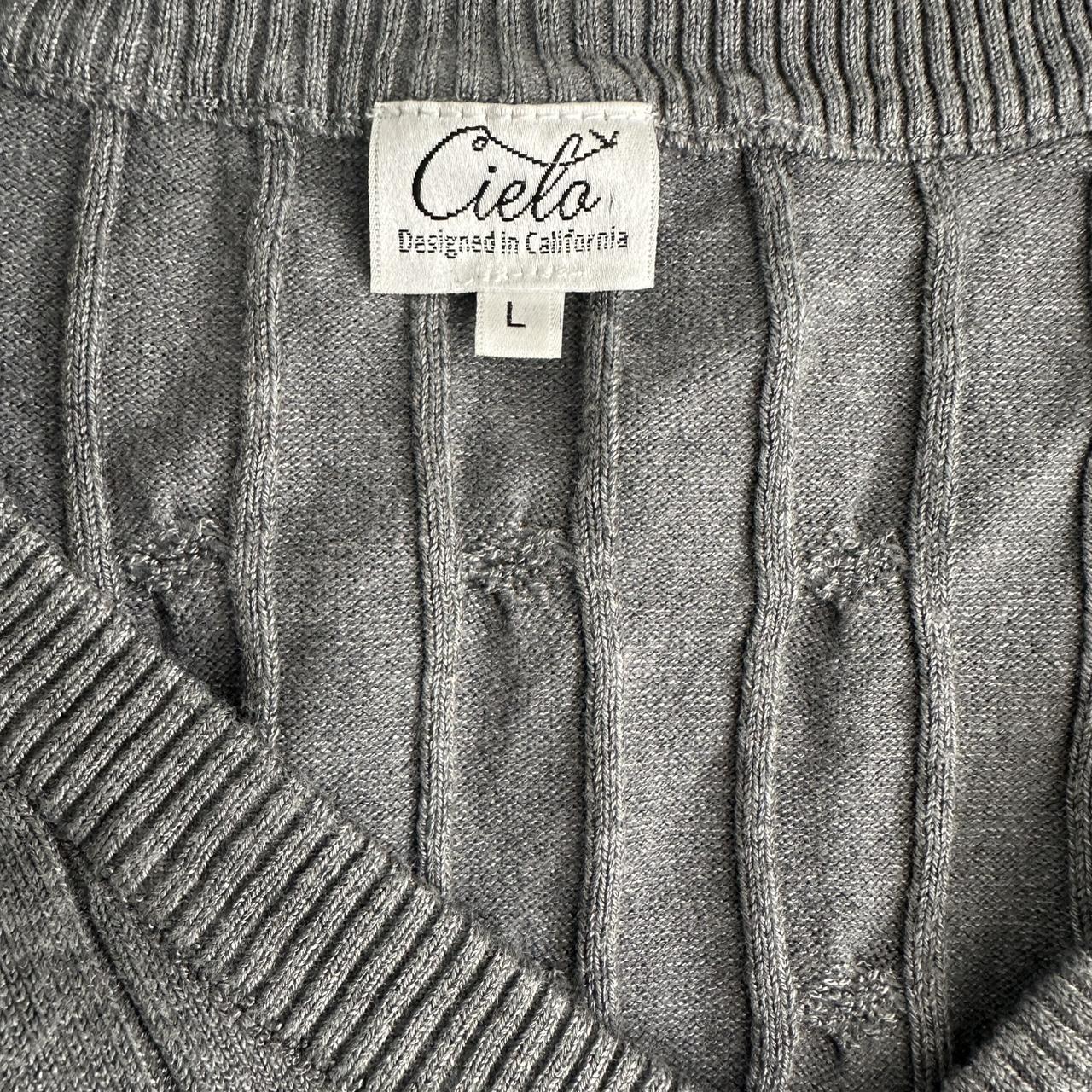 Grey cable knit sweater in size large but i am small Depop