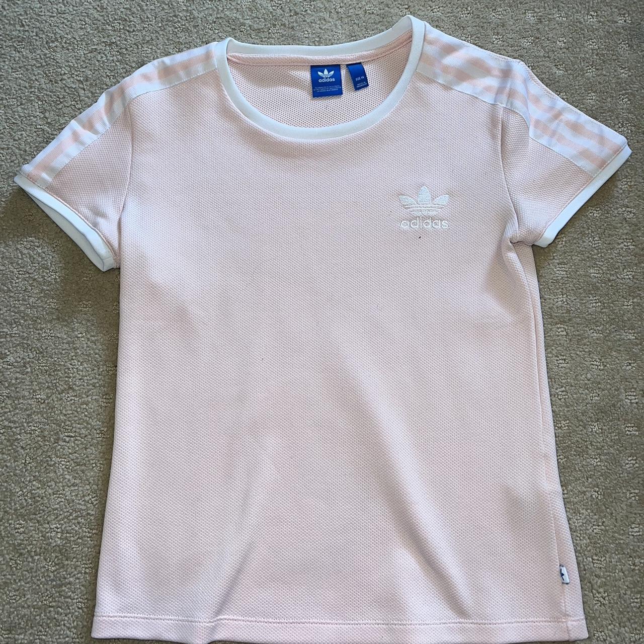 Light pink adidas t shirt. Worn once, almost brand... - Depop