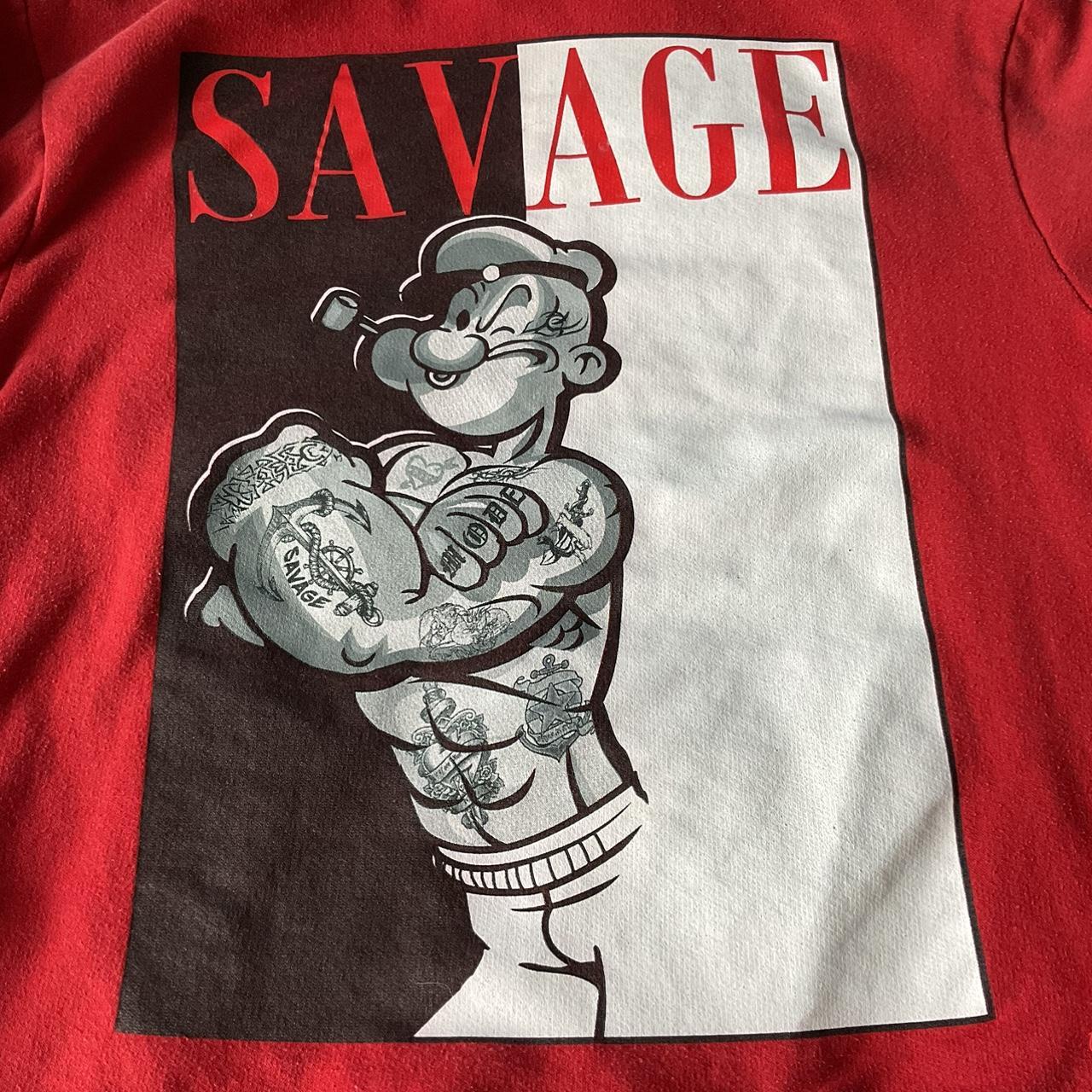 Red Popeye the Sailor savage hoodie .size S .soft Depop