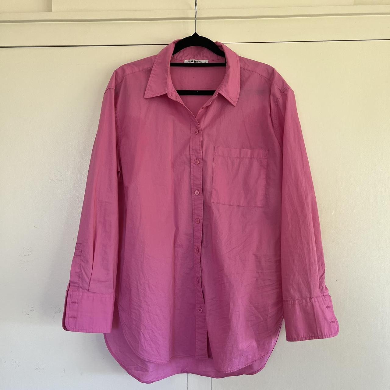 Pink Just Jeans button up shirt Worn, great... - Depop