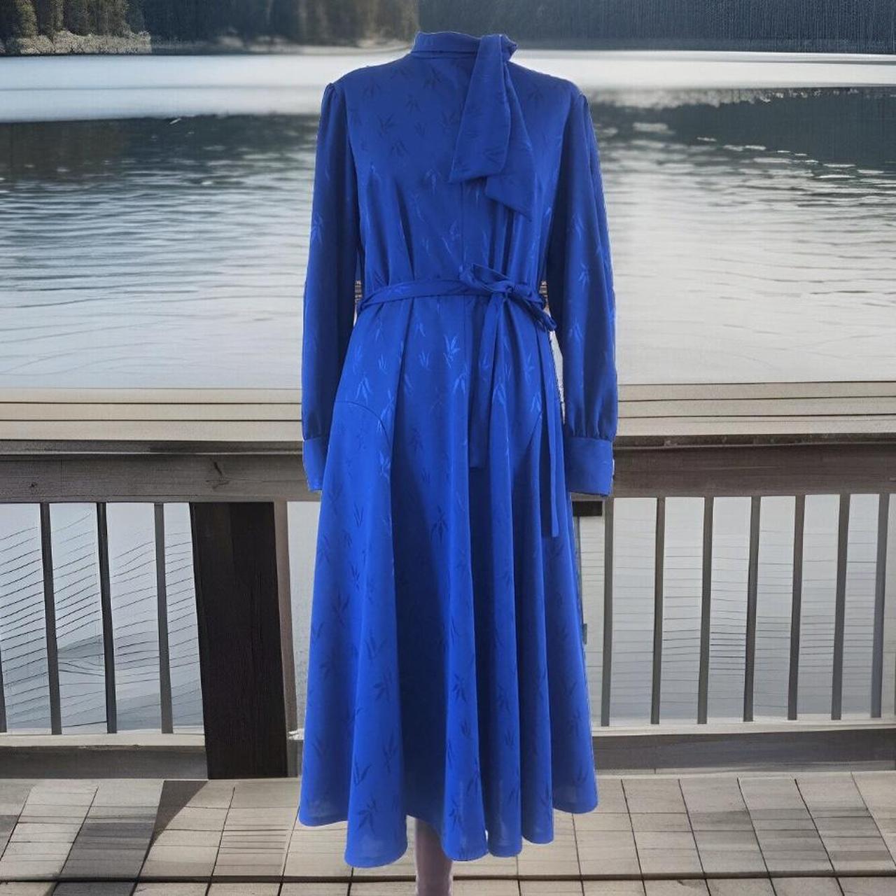 Vintage Debenhams Royal blue belted Dress Blue with. Depop