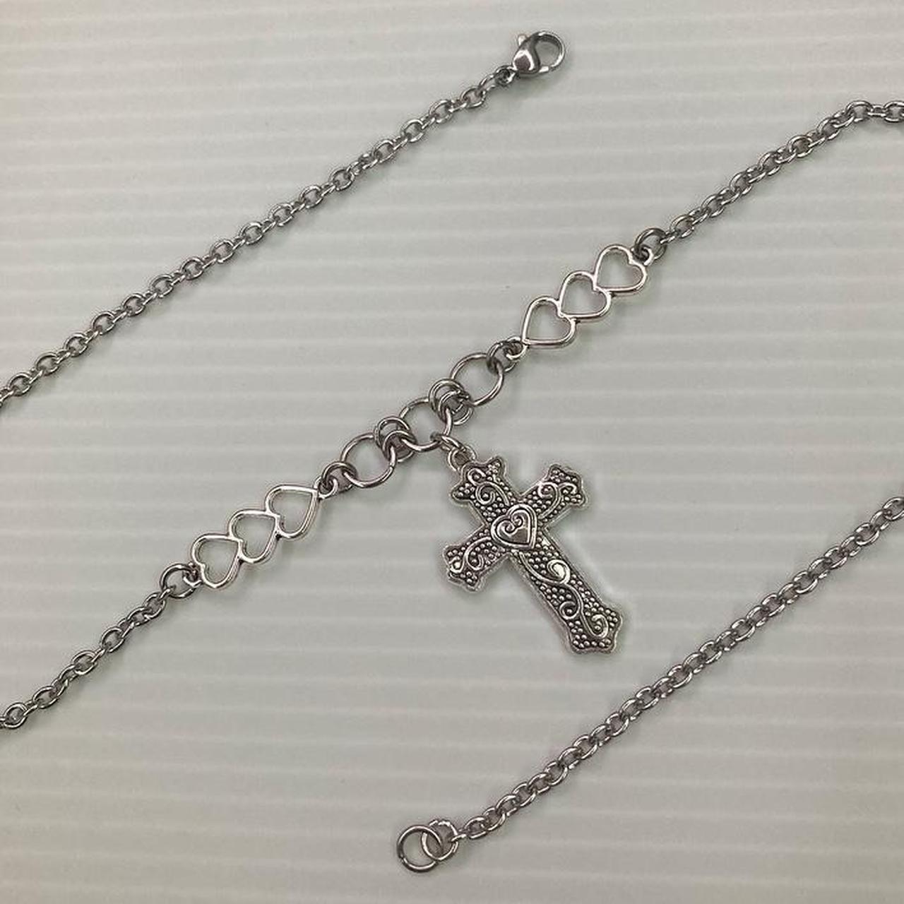 Heart Cross Necklace Handmade chain necklace 18... - Depop
